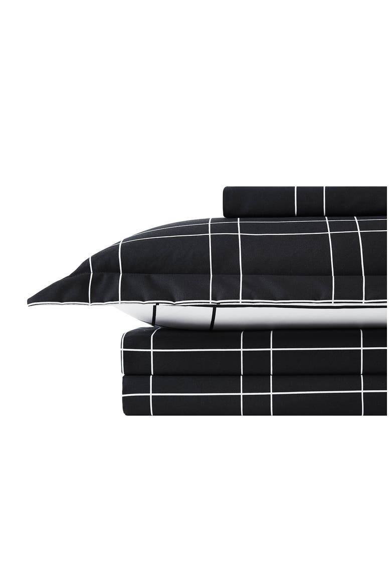 Urban Grid Oversize Duvet Cover Set, Main, color, BLACK