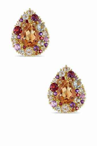 Multicolor Gemstone Teardrop Earrings