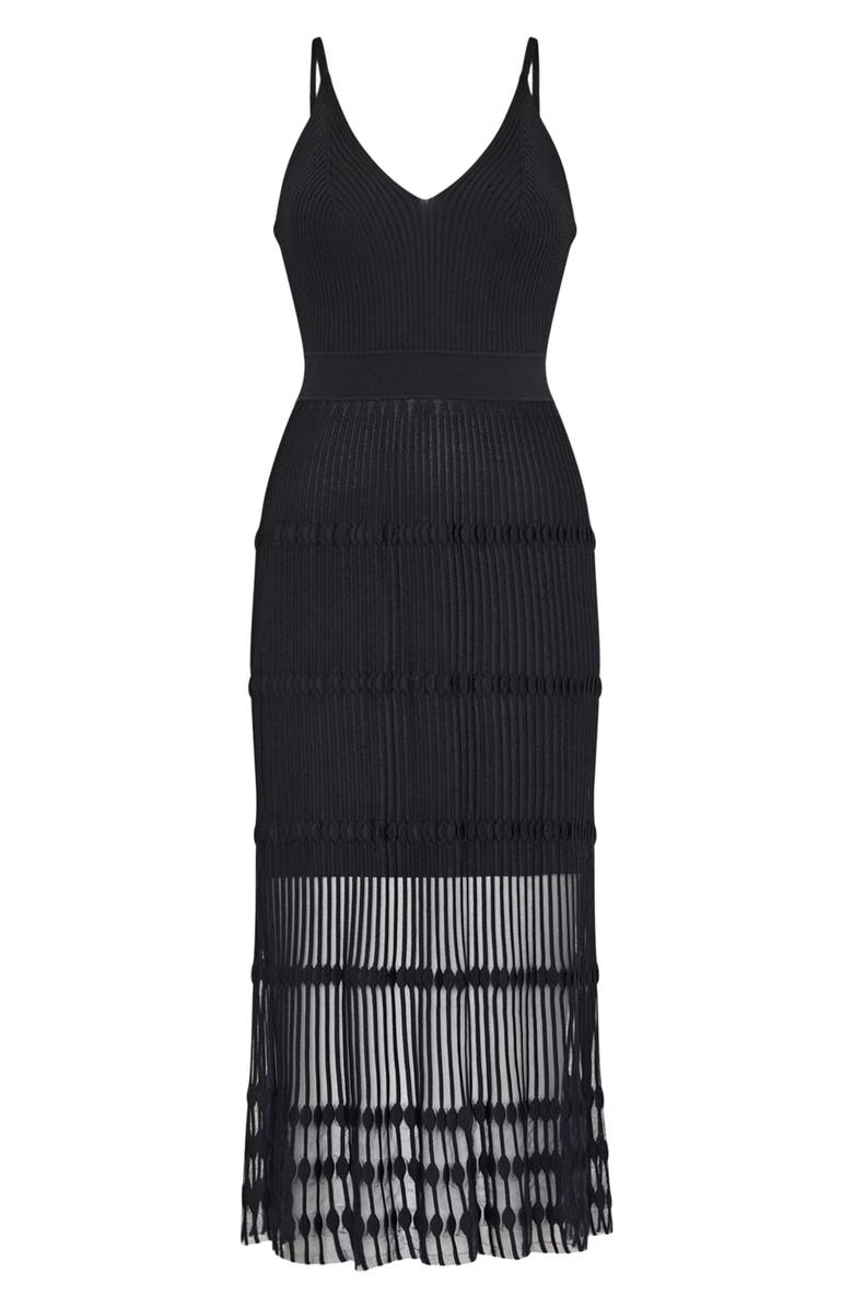 Milly Sheer Skirt Sleeveless Midi Dress, Main, color, Black