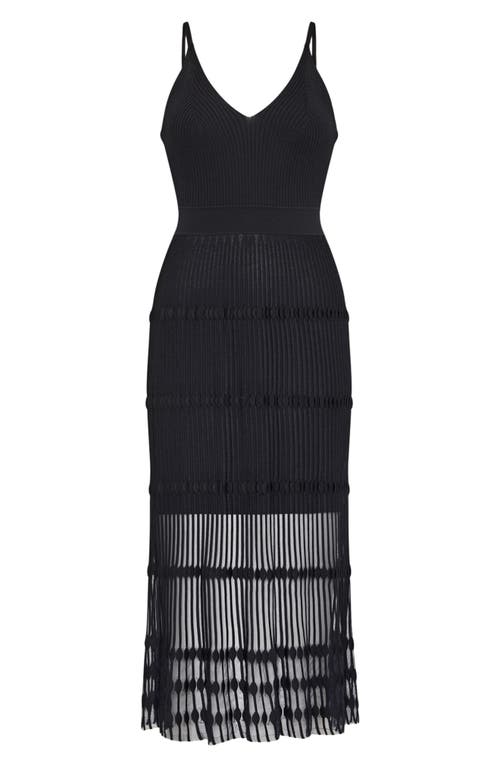 Milly Sheer Skirt Sleeveless Midi Dress In Black