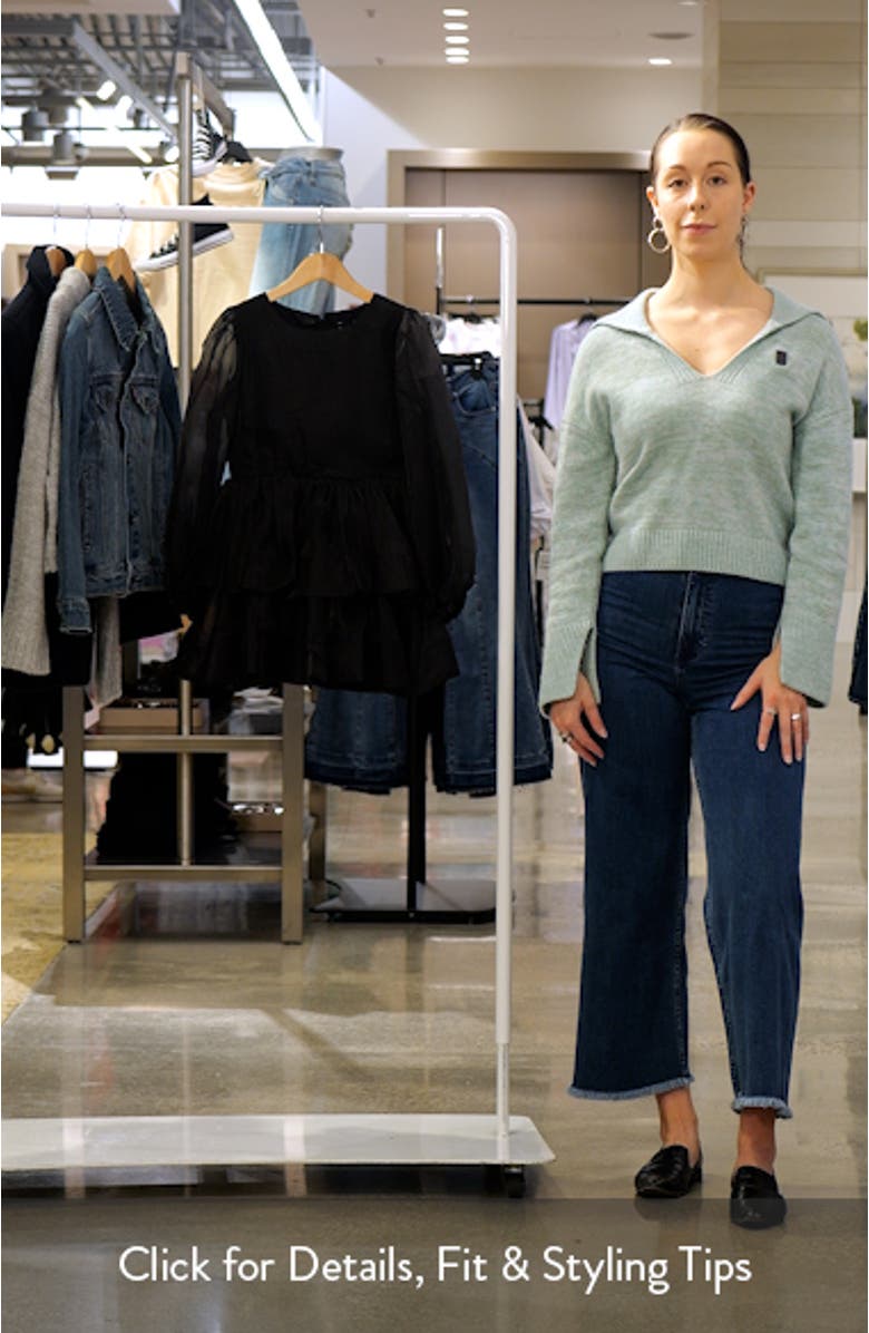 Kids' Wednesday Long Sleeve Tiered Organza Party Dress, sales video thumbnail