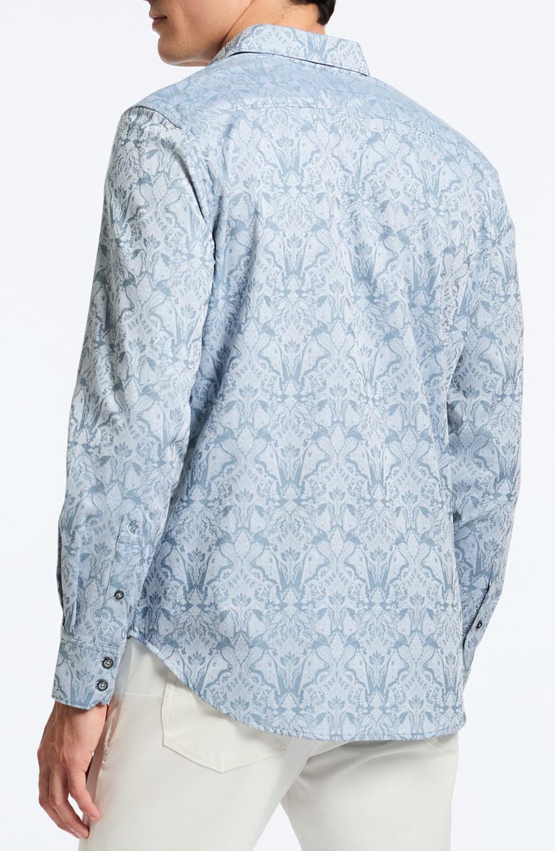 Robert Graham Highland Classic Fit Damask Cotton Button-Up Shirt, Alternate, color, Slate Blue