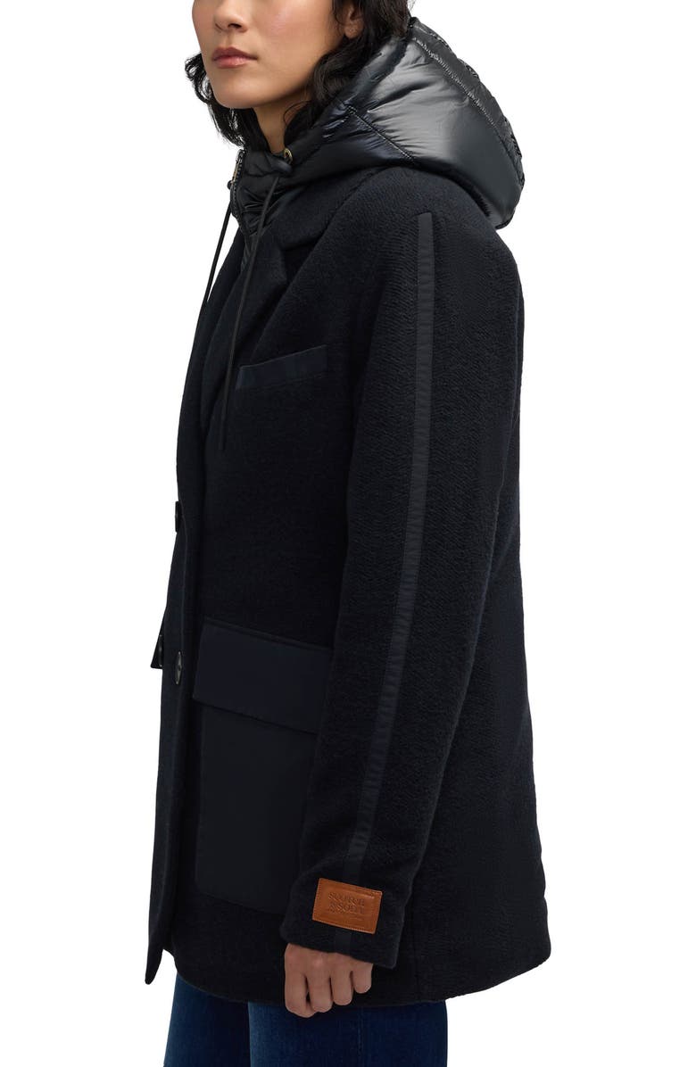 Scotch & Soda Nissa Water Repellent Peacoat with Removable Bib, Alternate, color, Black