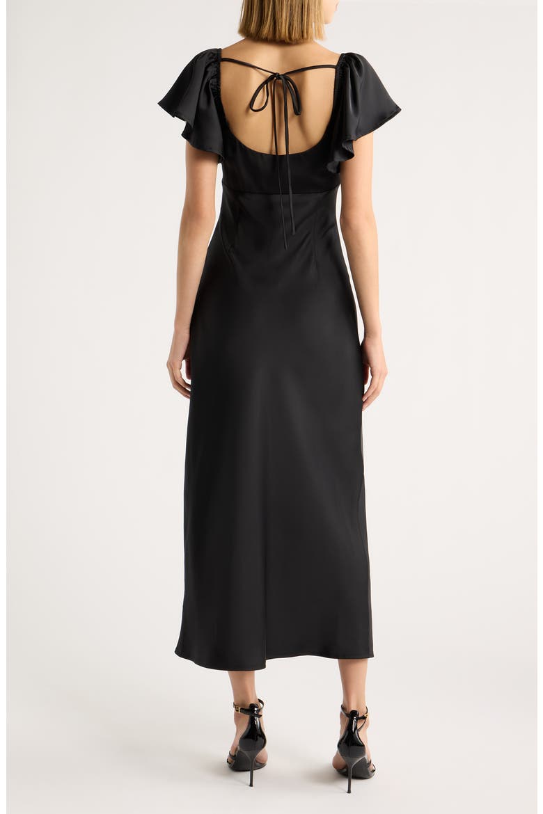 Blake Satin Cutout Midi Dress, Alternate, color, BLACK