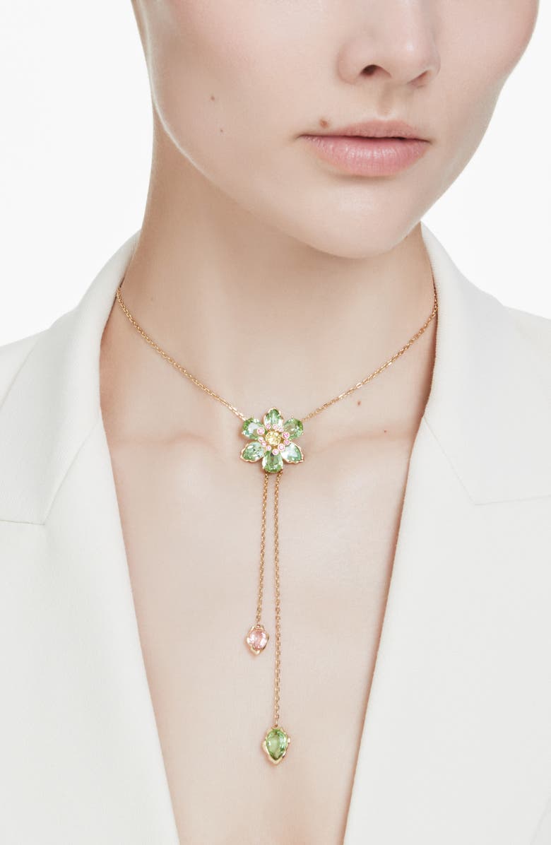 Swarovski Idyllia Floral Charm Lariat Necklace, Alternate, color, Multi