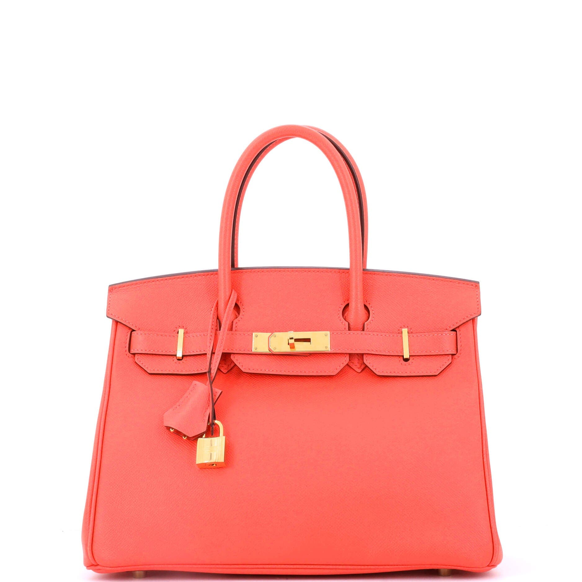 Pre-Owned Hermes Birkin Handbag Red Epsom with Gold Hardware 30, Main, color, 