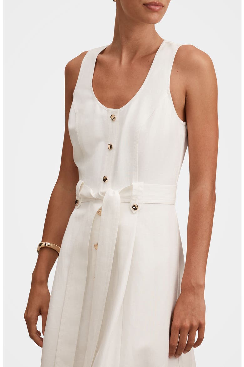 Priscilla Button Down Midi Dress, Alternate, color, PORCELAIN