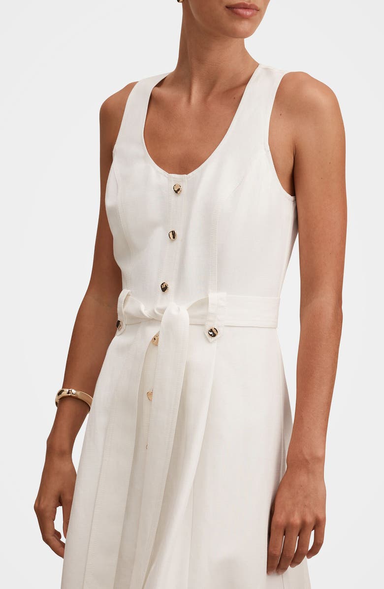 Ever New Priscilla Button Down Midi Dress, Alternate, color, Porcelain