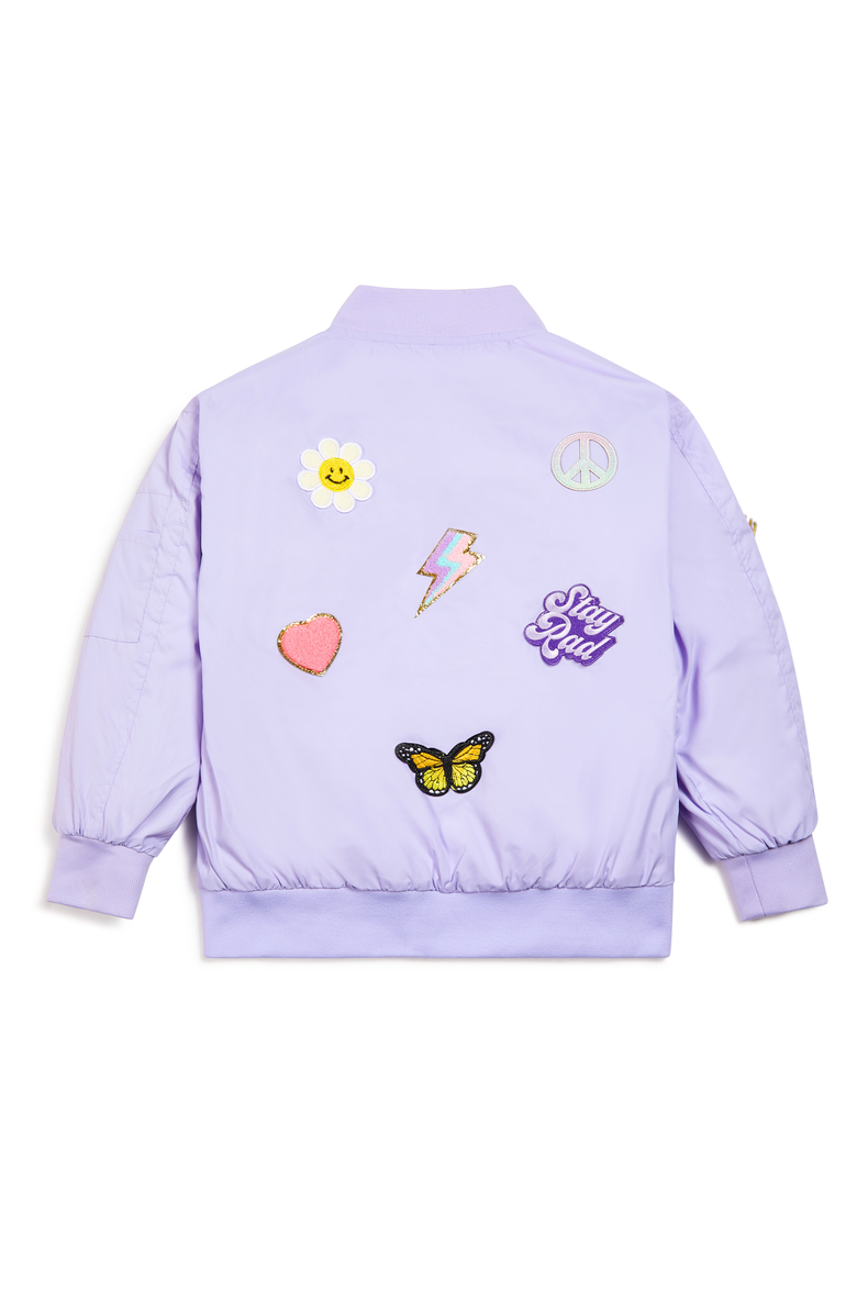 Little Chicken Girls'  Patched  Nylon Bomber Jacket, Alternate, color, 