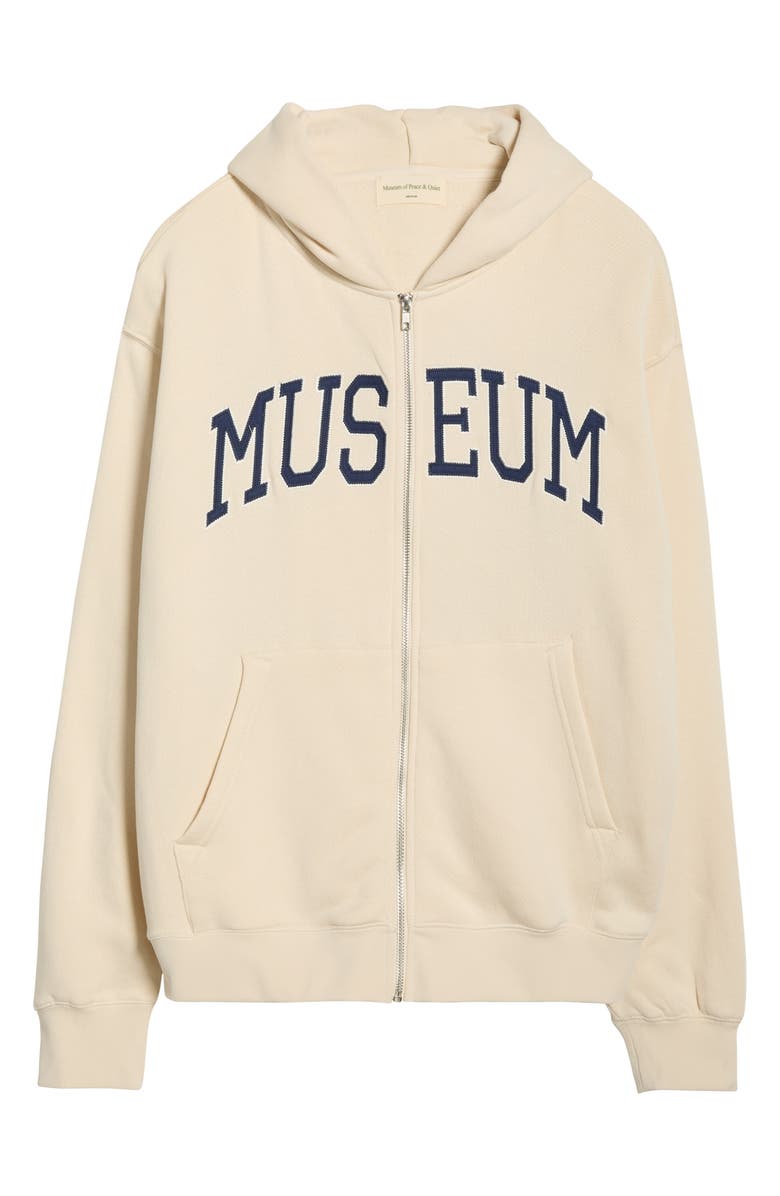 Museum of Peace & Quiet XXL Logo Appliqué Zip Hoodie, Alternate, color, Bone