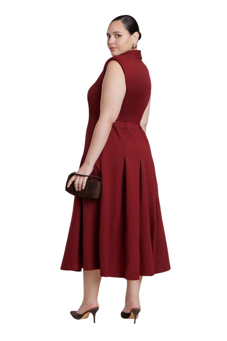 Ponte Sleeveless Midi Shirt Dress, Alternate, color, FIRED BRICK