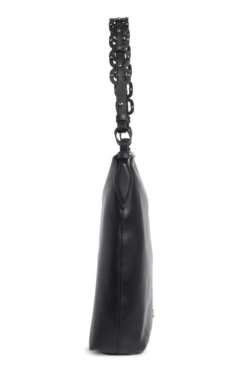 Sam Edelman Bay Chain Link Pebbled Leather Hobo Bag In Black