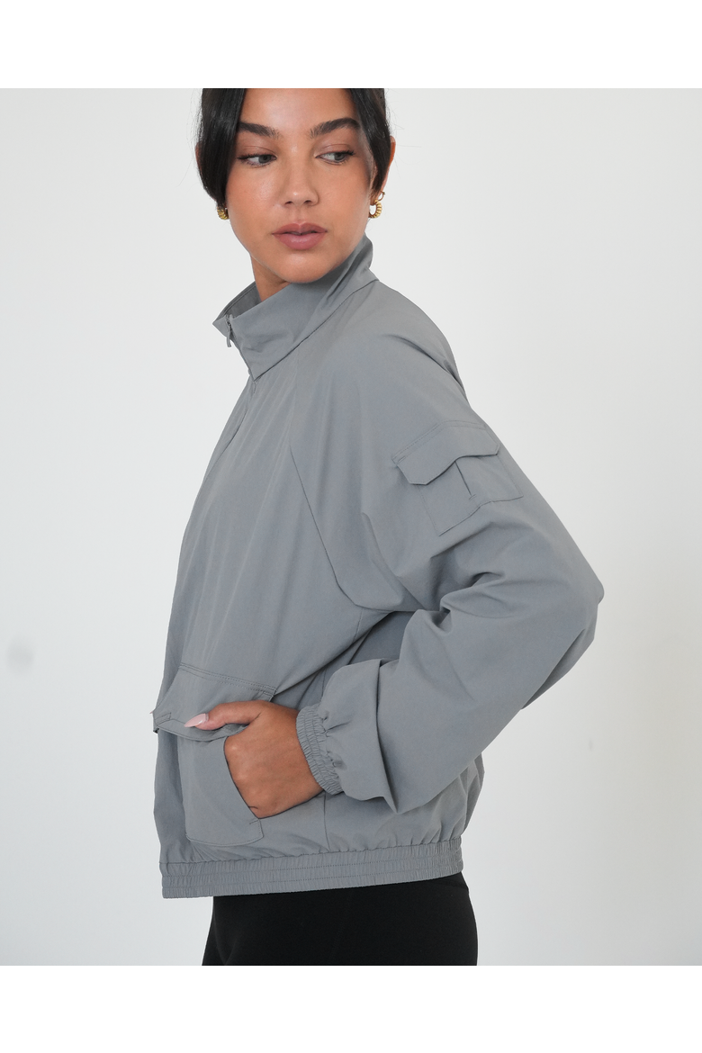 Cargo Nylon Windbreaker Jacket, Alternate, color, Stone