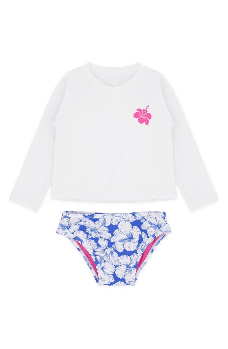 Feather 4 Arrow Kids' Ruffle Long Sleeve Two-Piece Rashguard Swimsuit, Main, color,