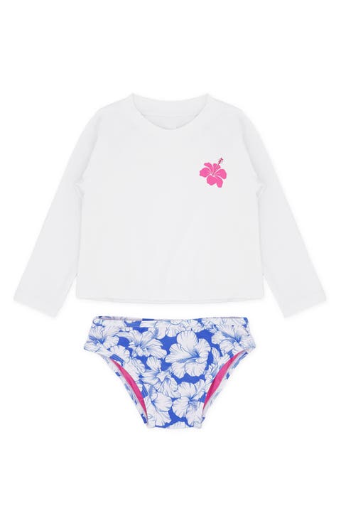 Kids' Ruffle Long Sleeve Two-Piece Rashguard Swimsuit (Baby & Toddler)