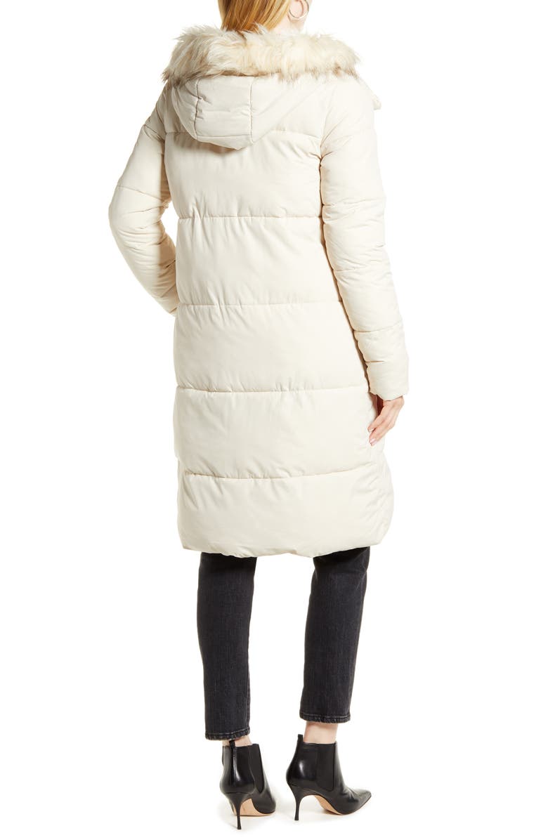 Rachel Parcell Hooded Puffer Coat with Faux Fur Trim, Alternate, color, 