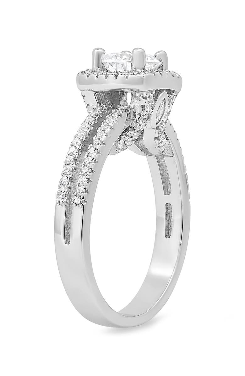 Queen Jewels Sterling Silver Round Cubic Zirconia Halo Ring, Alternate, color, 