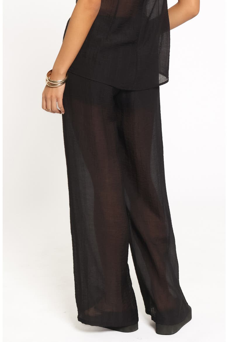 Vayla Wide Leg Sheer Pants, Alternate, color, BLACK