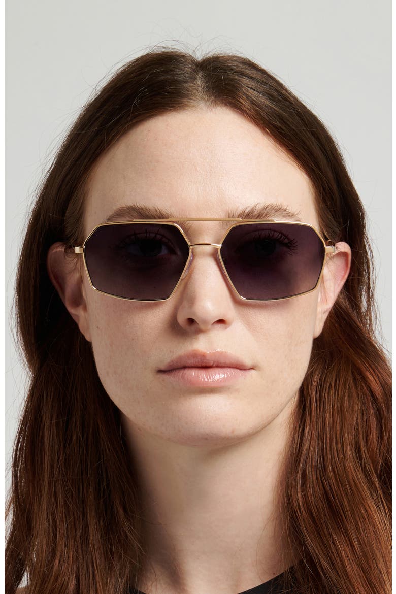 60mm Square Sunglasses, Alternate, color, ROSE GOLD/ DARK GREY SF