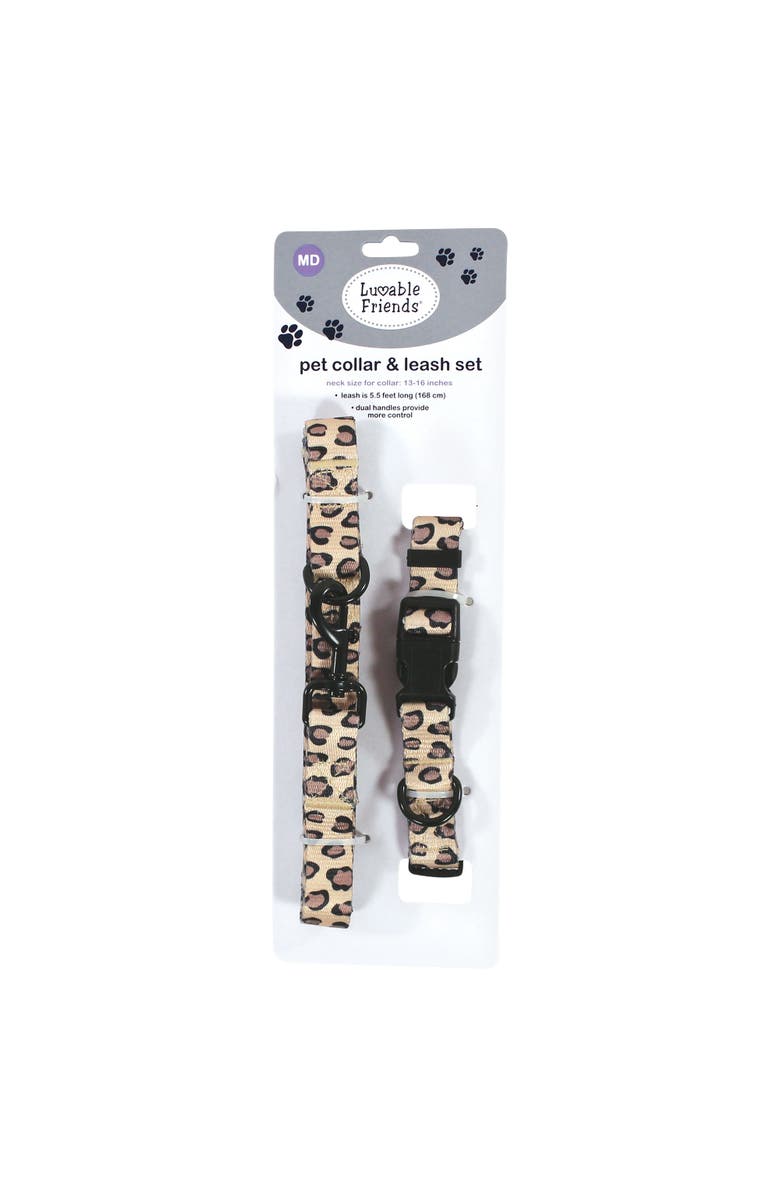 Luvable Friends Pet Collar and Leash Set, Alternate, color, Leopard