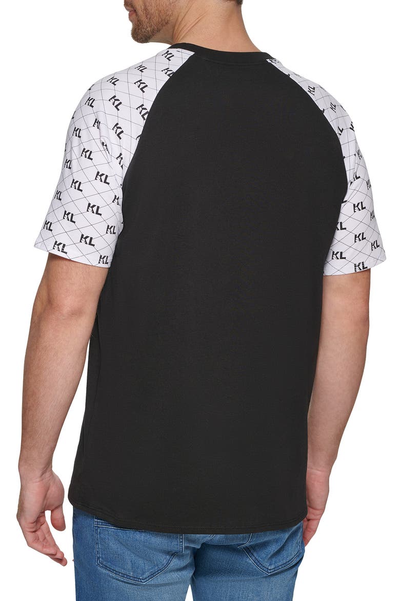 Logo Print Raglan Sleeve Cotton T-Shirt, Alternate, color, BLACK