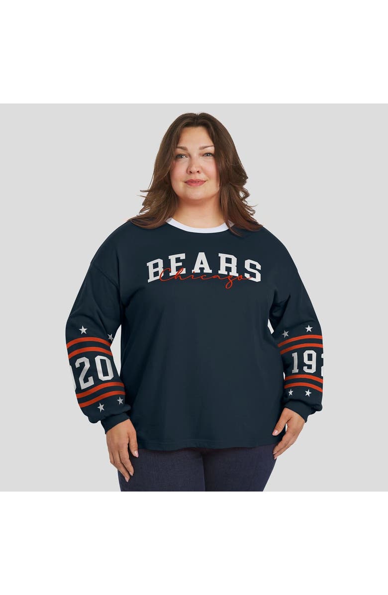 WEAR by Erin Andrews Women's WEAR by Erin Andrews Navy Chicago Bears Plus Size Sport Long-Sleeve T-Shirt, Alternate, color, Navy