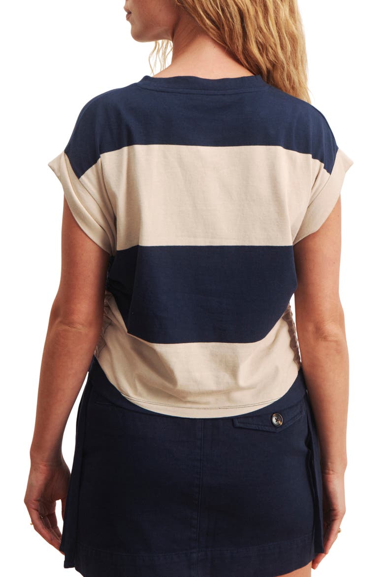 All Day Stripe Side Tie Organic Cotton Blend T-Shirt, Alternate, color, NAVY BLUE/ DARK OPAL RUGBY
