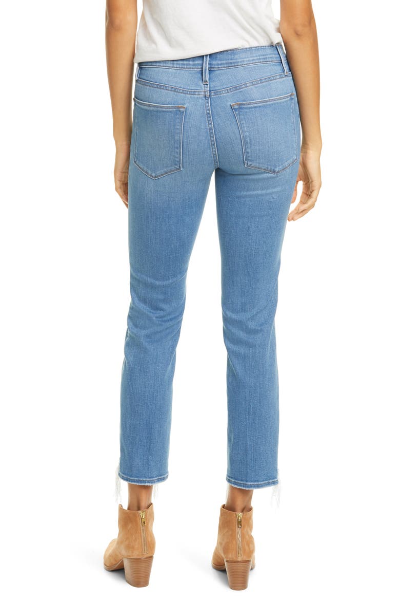 Le High Ripped Straight Leg Jeans, Alternate, color, LASKEY RIPS