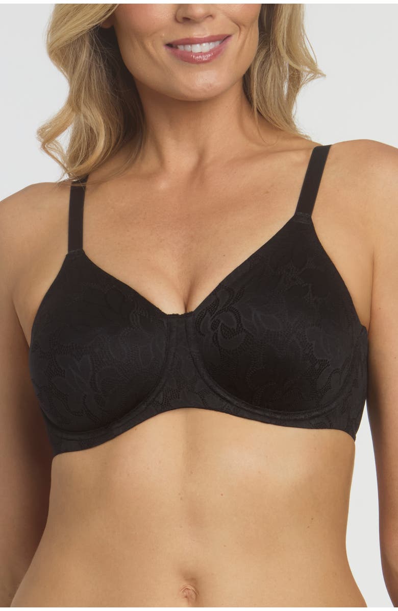 Dominique Intimates Jacqueline Seamless Jacquard Minimizer Bra, Main, color, Black