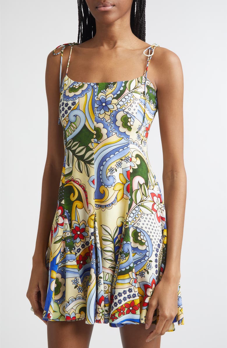 Alice + Olivia Floral Tie Strap Minidress, Alternate, color, Heat Wave