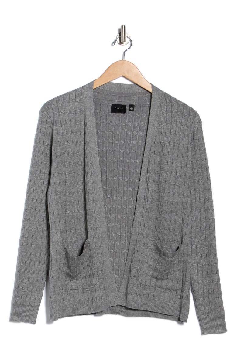 CYRUS Cable Knit Cardigan, Alternate, color, Medium Heather Grey