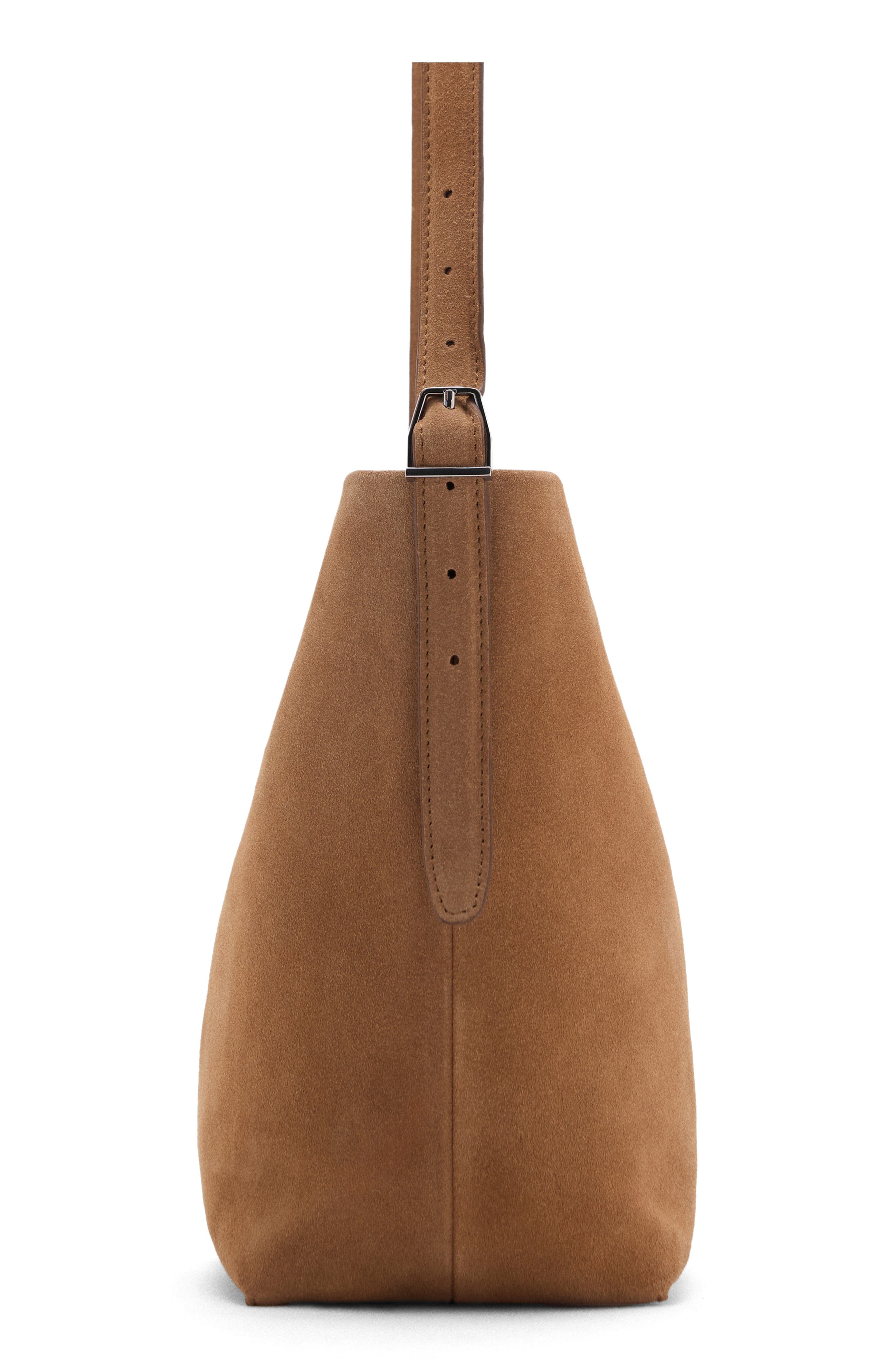 MANGO Leather Bucket Bag, Alternate, color, Medium Brown