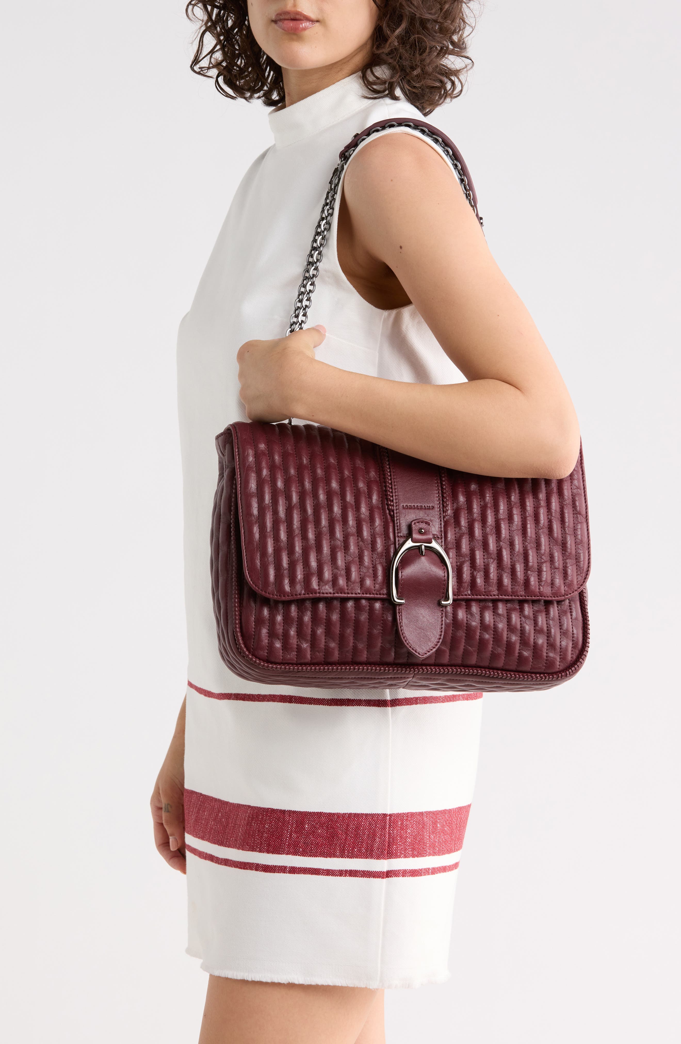 Large Amazone Leather Quilted Convertible Crossbody Bag, Alternate, color, BRANDY