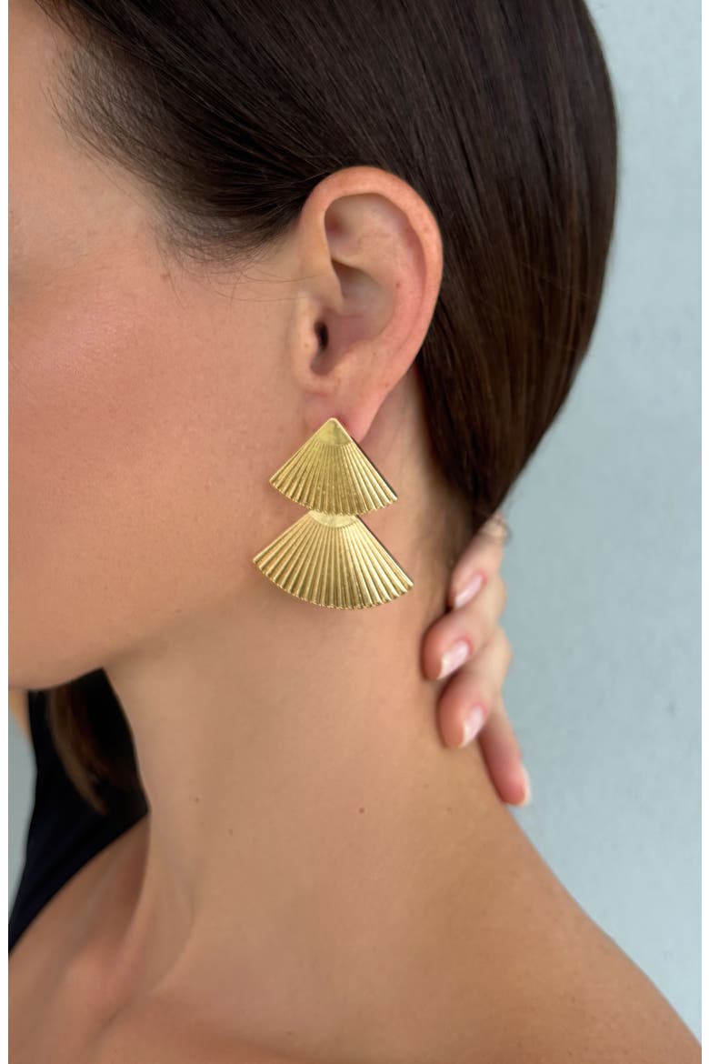 Honore Fan Drop Earrings, Alternate, color, GOLD