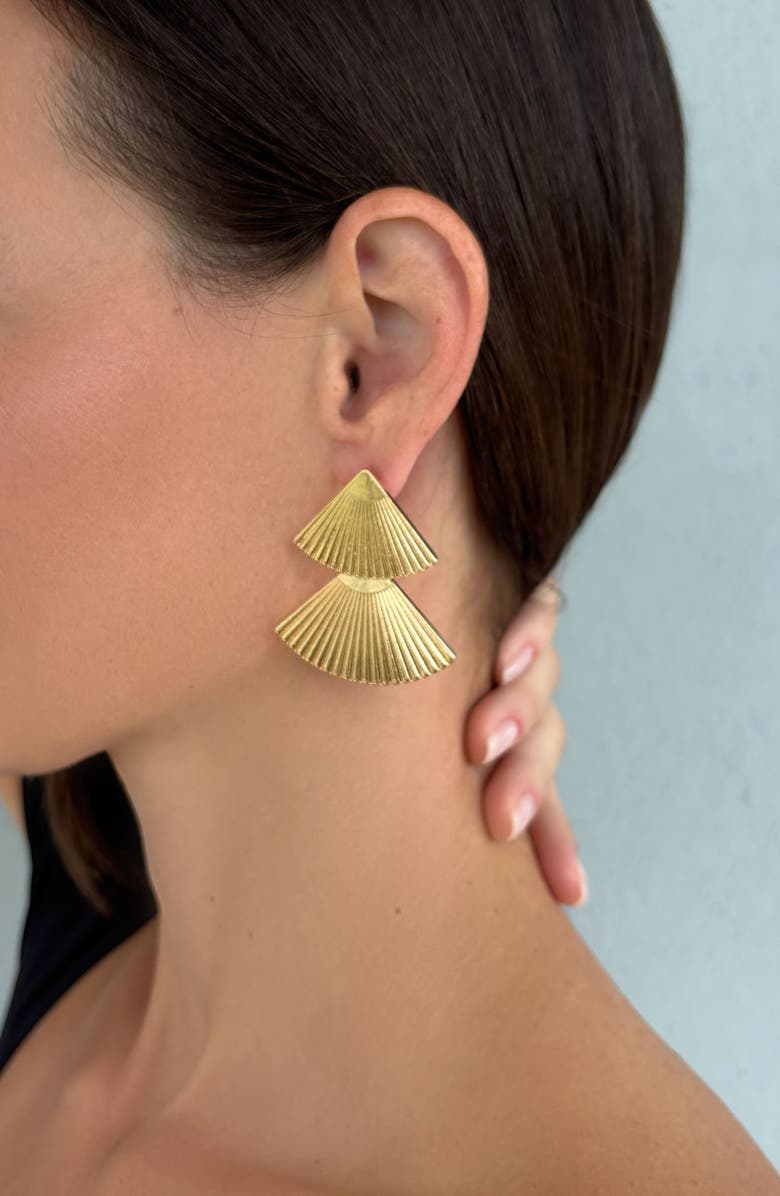 Adornia Honore Fan Drop Earrings, Alternate, color, Gold