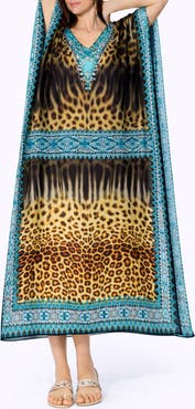 RANEES Print V-Neck Maxi Caftan