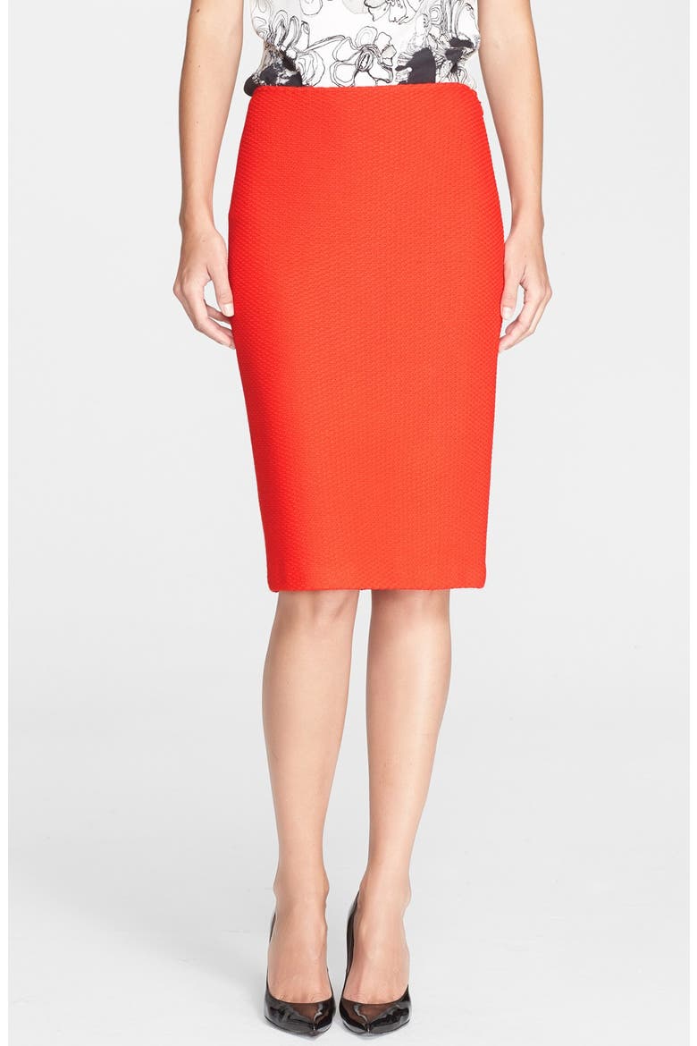 Textured Twill Pencil Skirt, Main, color, GERANIUM