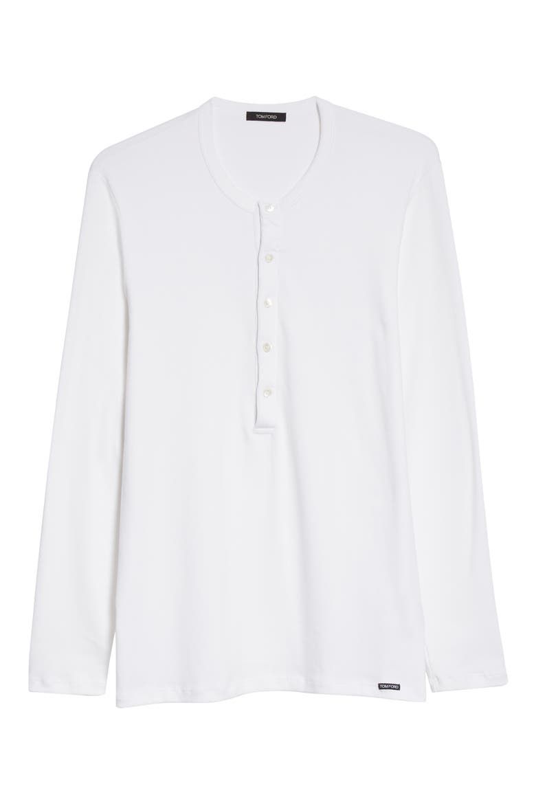 Cotton Knit Henley, Alternate, color, 100WHITE