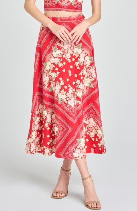 Edith Linen Blend Midi Skirt