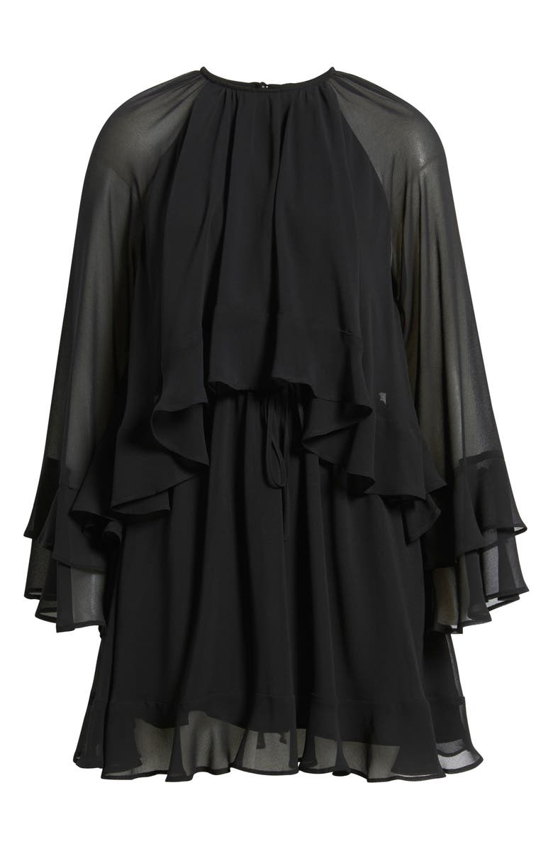 Treasure & Bond Tiered Long Sleeve Chiffon Minidress, Alternate, color, Black