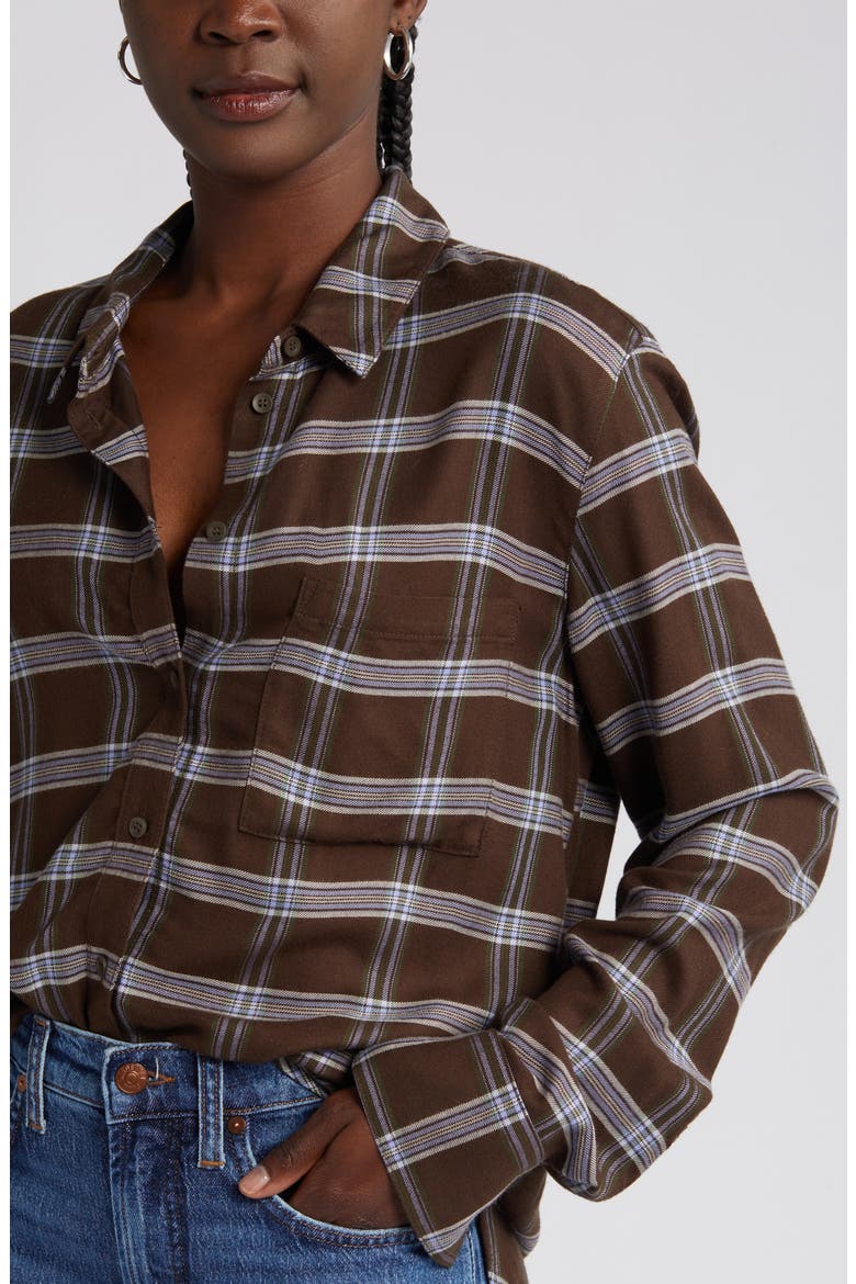Plaid Boyfriend Shirt, Alternate, color, BROWN MULTI EDDY PLAID