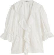 Madewell Pintuck Ruffle Puff Sleeve Top