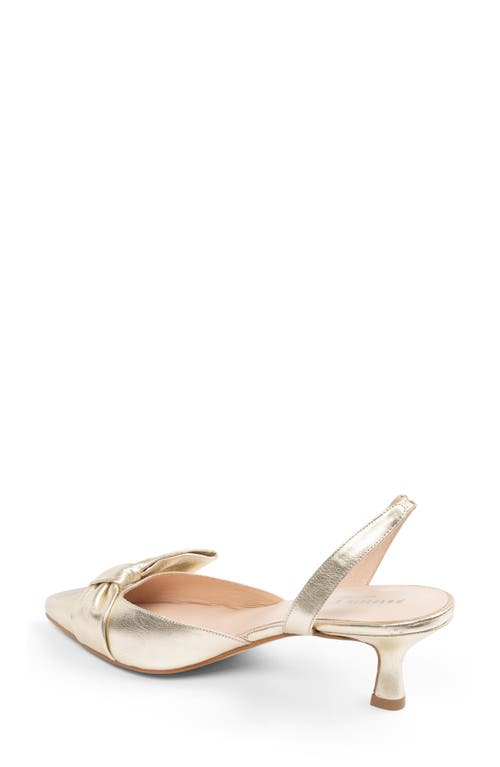 Patricia Green London Bow Pointed Toe Kitten Heel Pump In Gold Leather