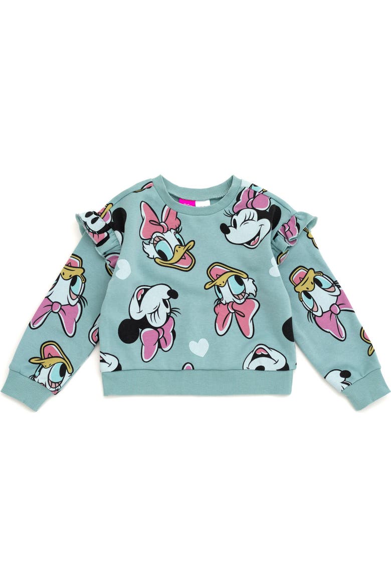 Minnie Mouse Fleece Sweatshirt and Flare Leggings Set, Alternate, color, Teal Minnie Daisy