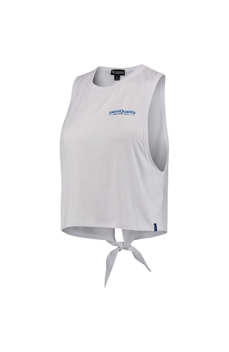 THE WILD COLLECTIVE Women's The Wild Collective White San Jose Earthquakes Twist Back Tank Top, Alternate, color, White