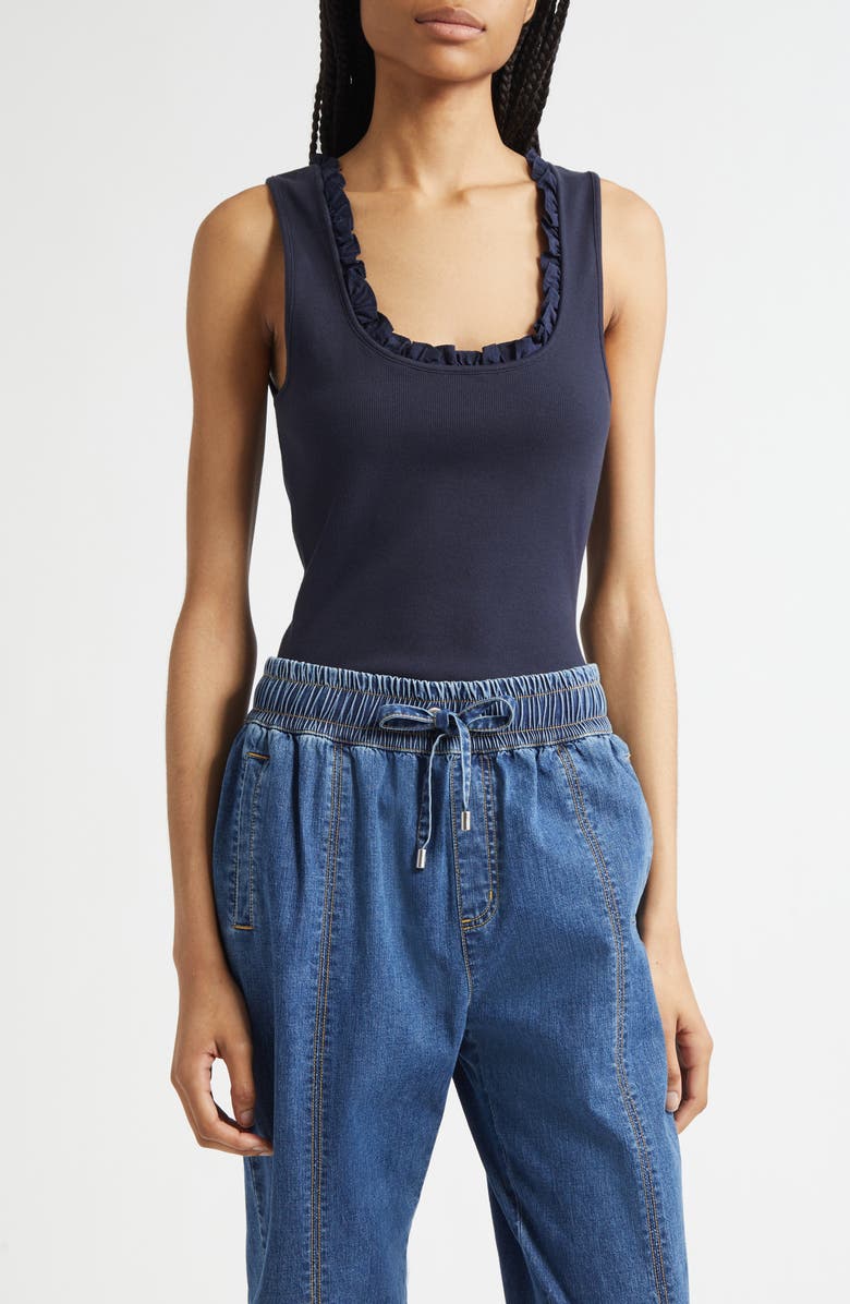 Cinq à Sept Joselle Ruffle Rib Tank, Main, color, 