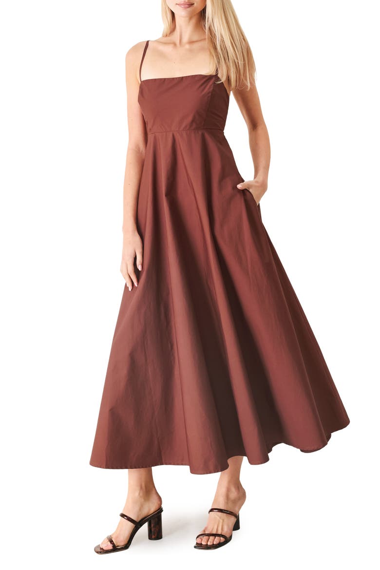 Sleeveless Cotton Midi Dress, Main, color, DARK ROSE