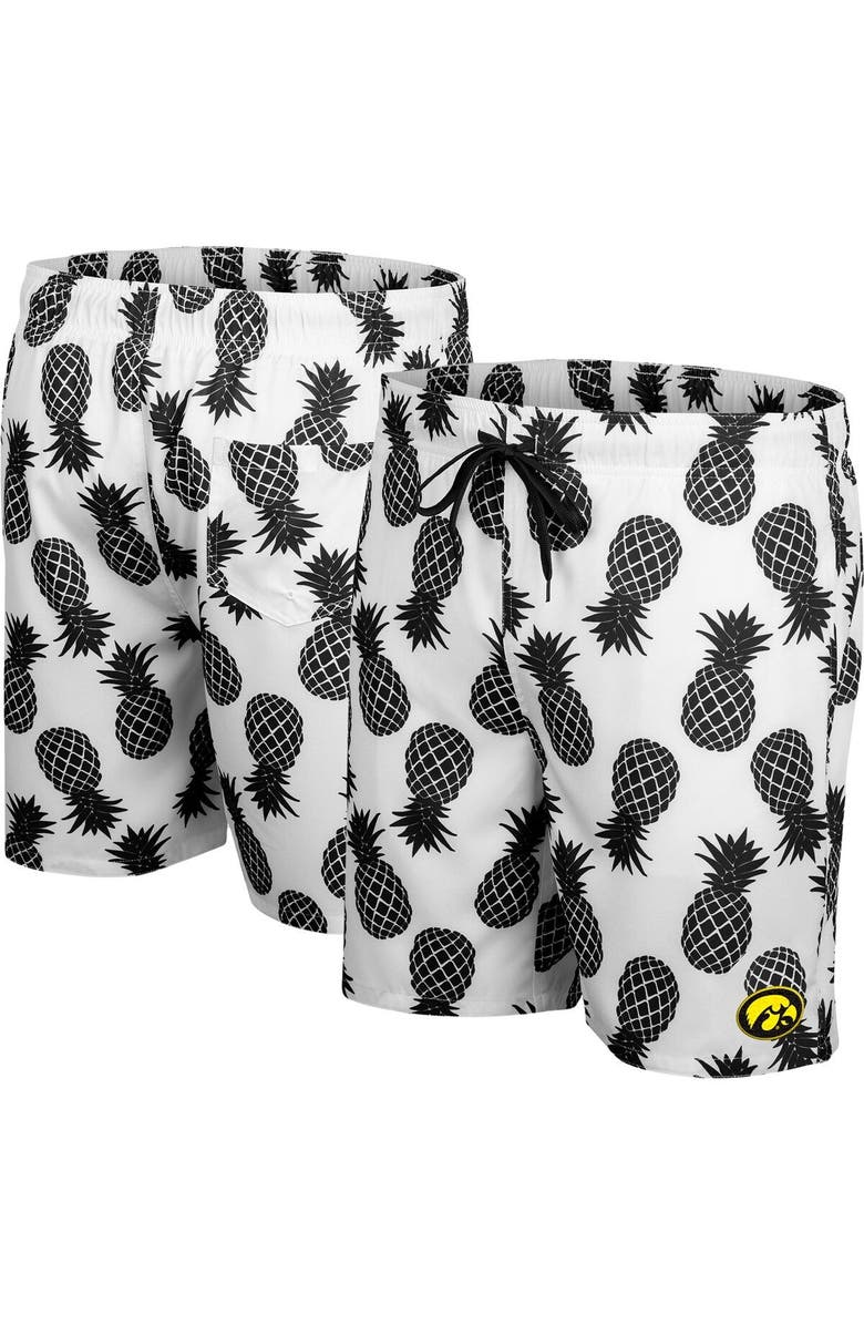 COLOSSEUM Men's Colosseum White Iowa Hawkeyes Pineapples Swim Shorts, Main, color,