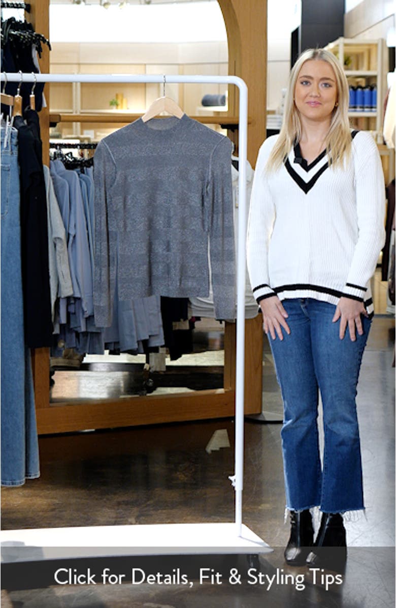 Stripe Metallic Mock Neck Knit Top, sales video thumbnail