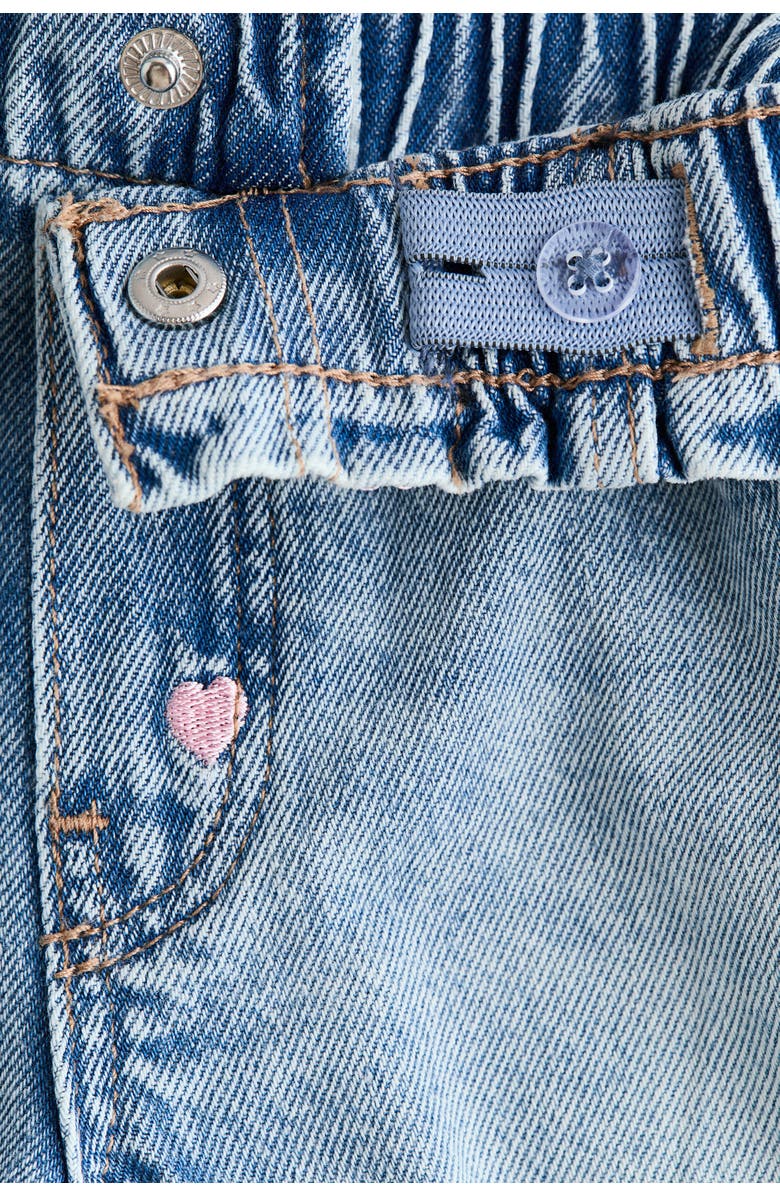 H&M Embroidered denim shorts, Alternate, color, Light Denim Blue/Hearts